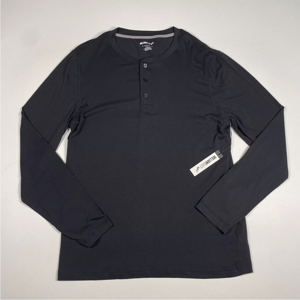 William Rast Shirt Men’s Large Black Long Sleeve Henley Tee NEW